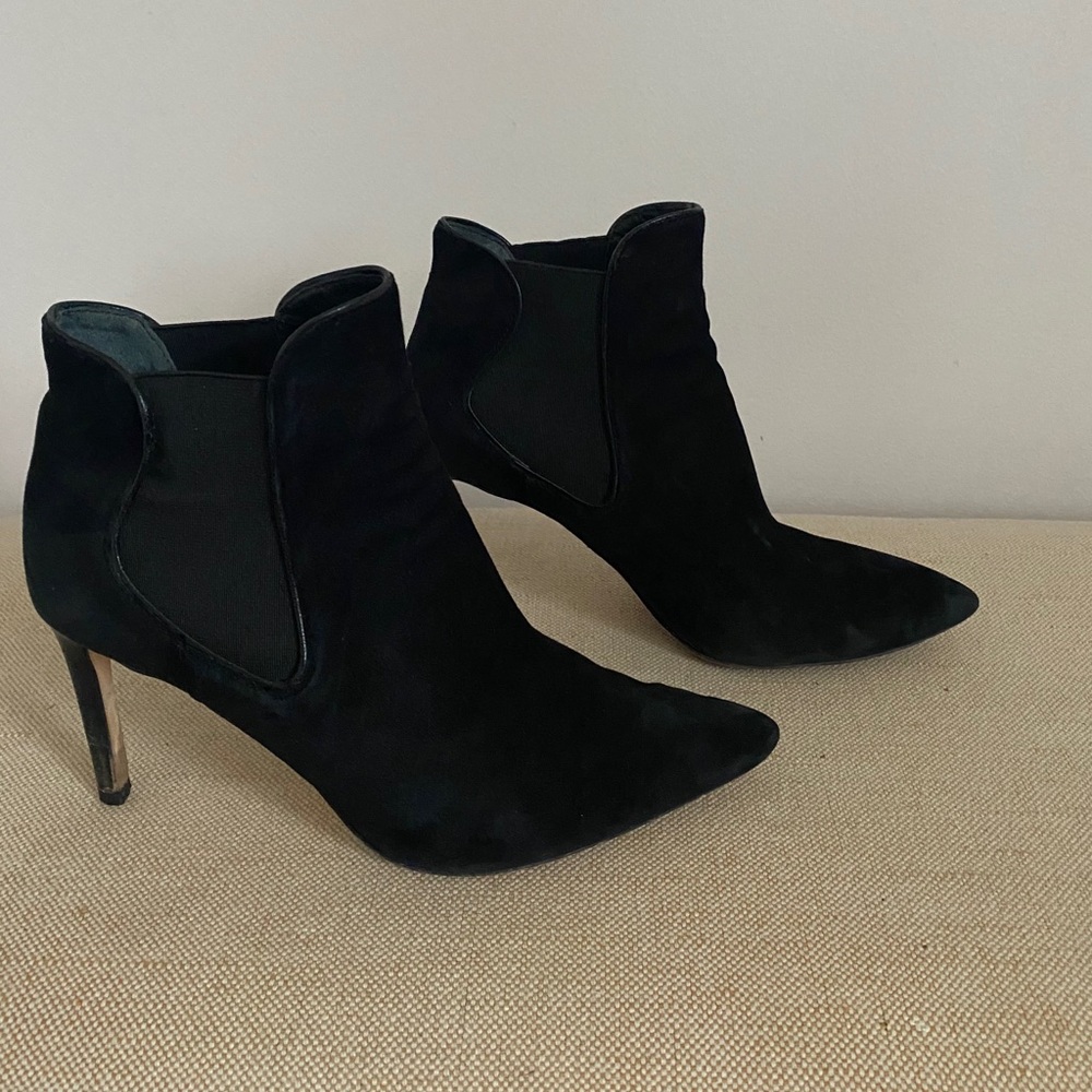 Tory Burch black suede and leather ankle booties